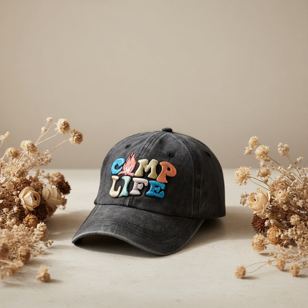 Men And Women Camping Additions, Fun Camping Hats, Adjustable Happy Camping Life Decorative Baseball Caps, Hiking And Camping Gifts for Parents, Grandparents, And Friends