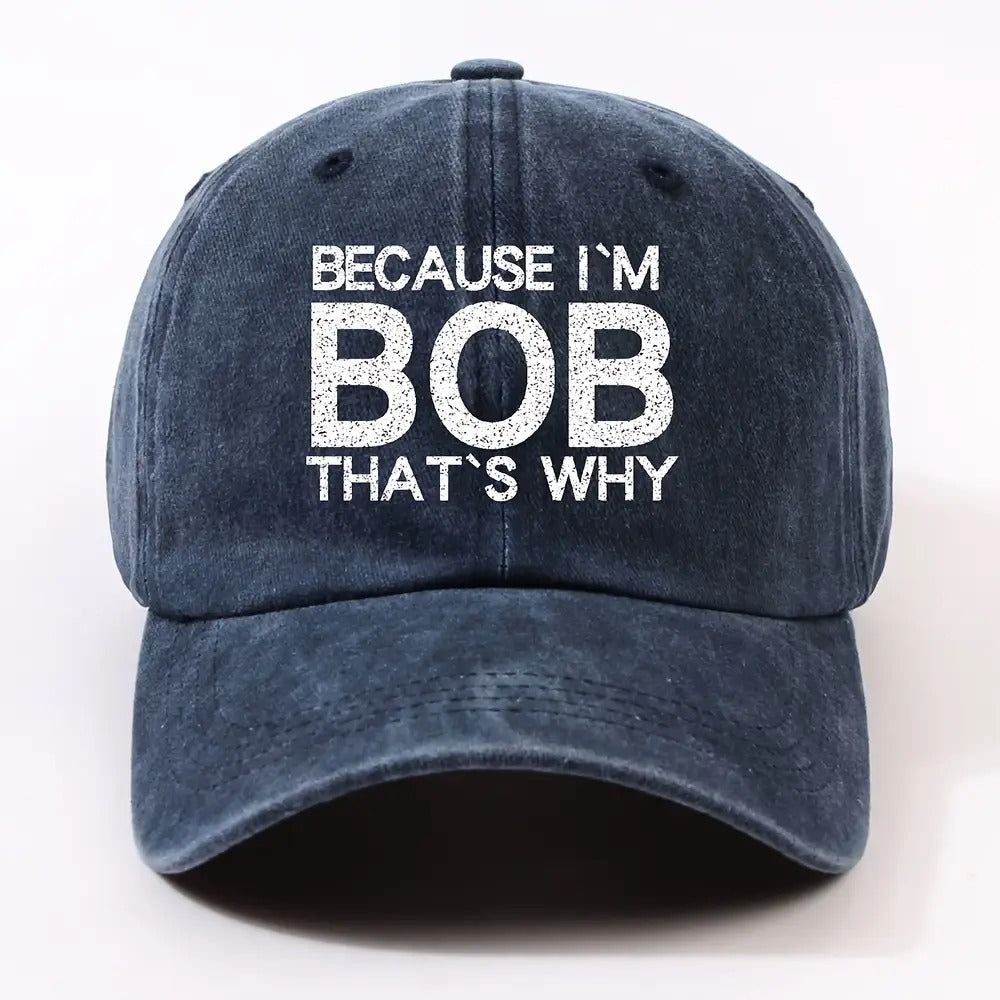 1 Fashion BOB Letter Embroidered Trendy Baseball Cap Unisex Outdoor Adjustable Dad Hat Street Cycling Face Slimming Versatile Curved Brim Baseball Cap