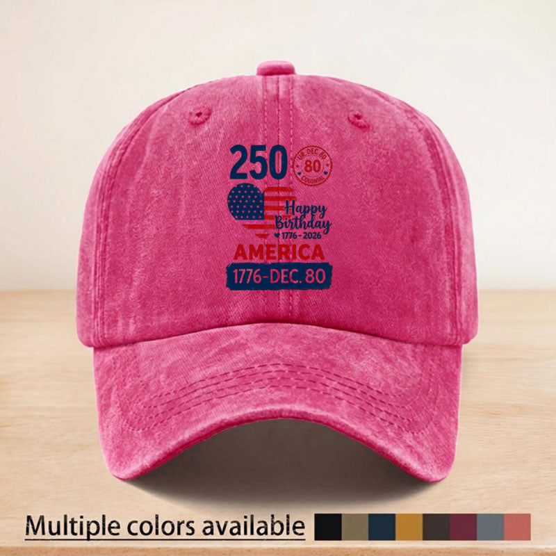 Vintage American-Style 250Th Anniversary Commemorative Printed Baseball Cap, with Adjustable Strap, Suitable for All Seasons, Versatile in Use, Lightweight And Breathable, Hat, Ideal for Outdoor Sports, Fishing, Picnics, Camping
