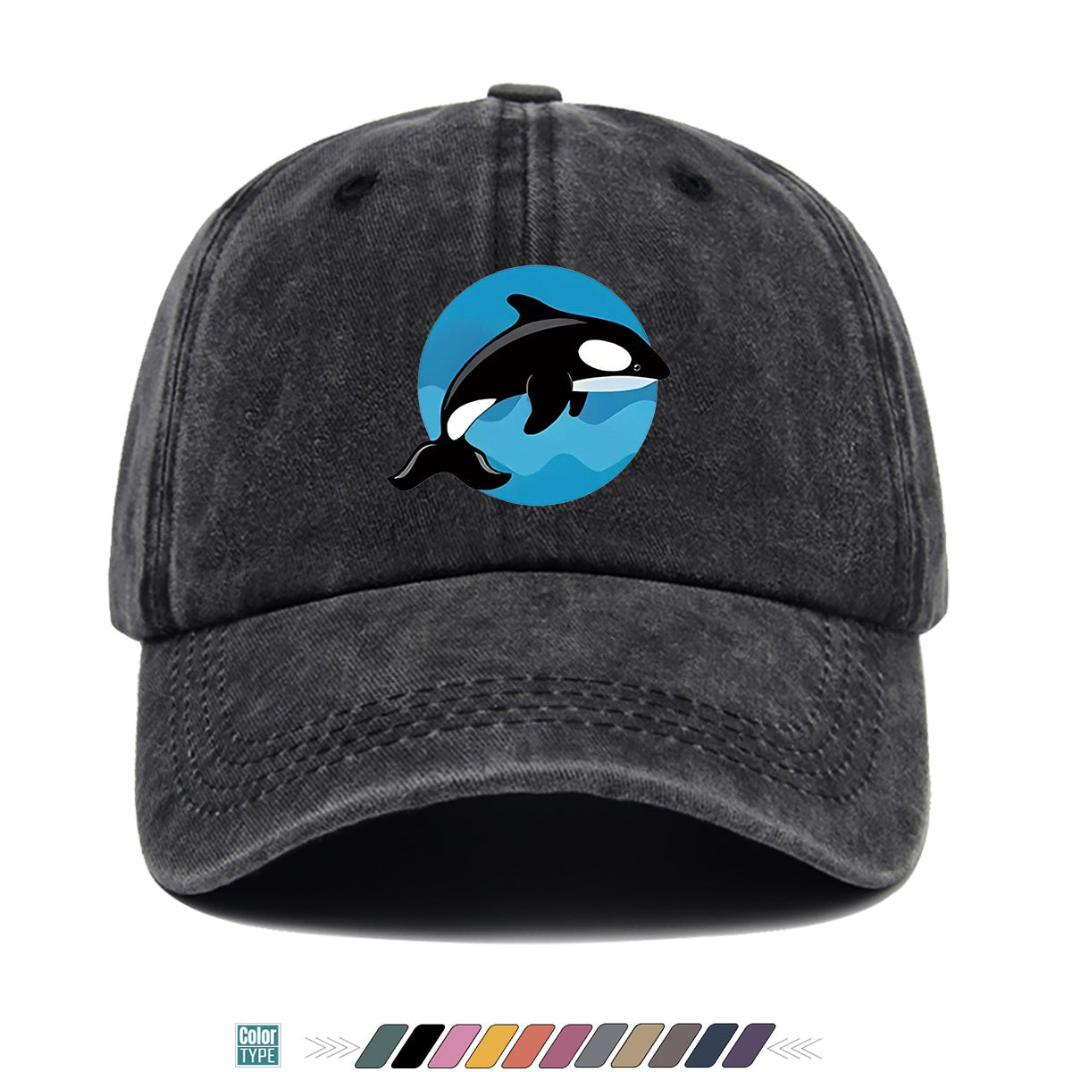 1pc Orca Leaping Over Waves Themed Printed Baseball Cap, Comfortable and Breathable Sun Hat, Stylish, , and Beautiful, Unisex Adjustable Baseball Cap, Casual Street Fashion Hat, Beach Vacation Sun Hat, Suitable for Outdoor Outings, Beach Parties