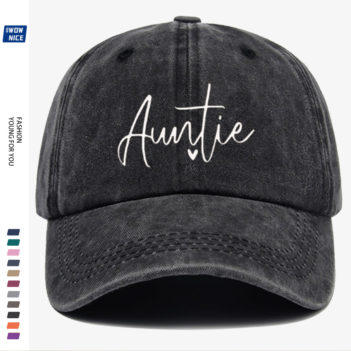 1pc "Auntie" Handwritten Heart Print Baseball Cap, Comfortable And Breathable, Fashionable And Easy, Unisex, Adjustable Size, Casual Street Style, Suitable for Daily Outings, Shopping, Dates, Coffee Meetups, Travel, Girlfriend Gatherings