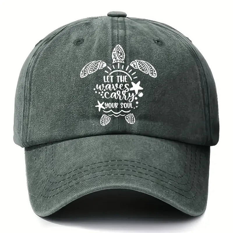Marine-Themed Cap, 'Allow The Waves to Guide You' - Stylish And Adjustable, Inspired by Sea Turtles And Ocean Motifs, Perfect for Outdoor Activities, Fishing, And Everyday Use, Fishing Headgear