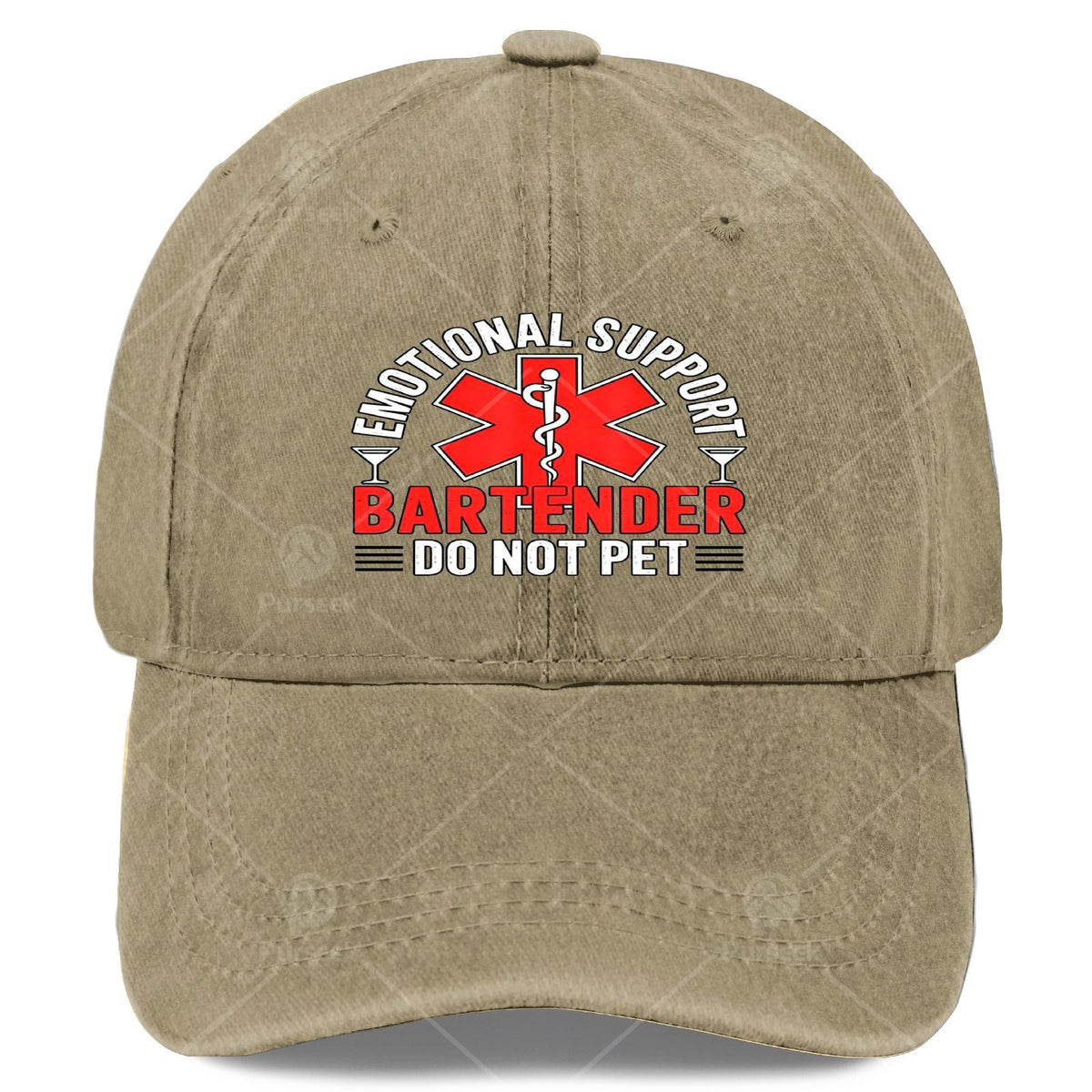 Emotional Support Bartender Do Not Pet Hat - Unisex Retro Full-Body Print with "Do Not Pet" Bartender, Lightweight for Events & Themed Parties (Christmas, 4th) - Hand Washable Round Top Hat
