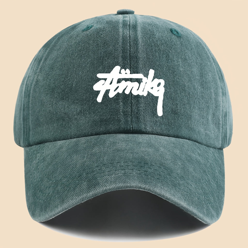 1pc AMIKE Printed Urban Cool Baseball Cap - Unisex Adjustable Washed Skate Cap for Outdoor Adventures, Breathable Fashion Unisex Design, Perfect for Hiking, Fishing, Dating - Ideal Gift for Teens, Couples, and Families for Birthdays/Holidays