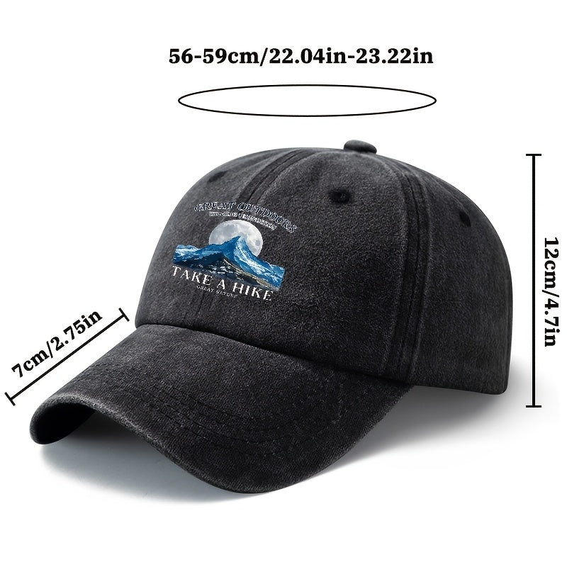 A Unisex Fashion All-Match Printed White Blue Sea Baseball Cap, Classic Retro Washed Outdoor Lightweight Curved Brim Hat, Trucker Baseball Cap, Suitable for Outdoor Vacation Travel Camping And Other Leisure Occasions, Holiday Party Hip-Hop Hat