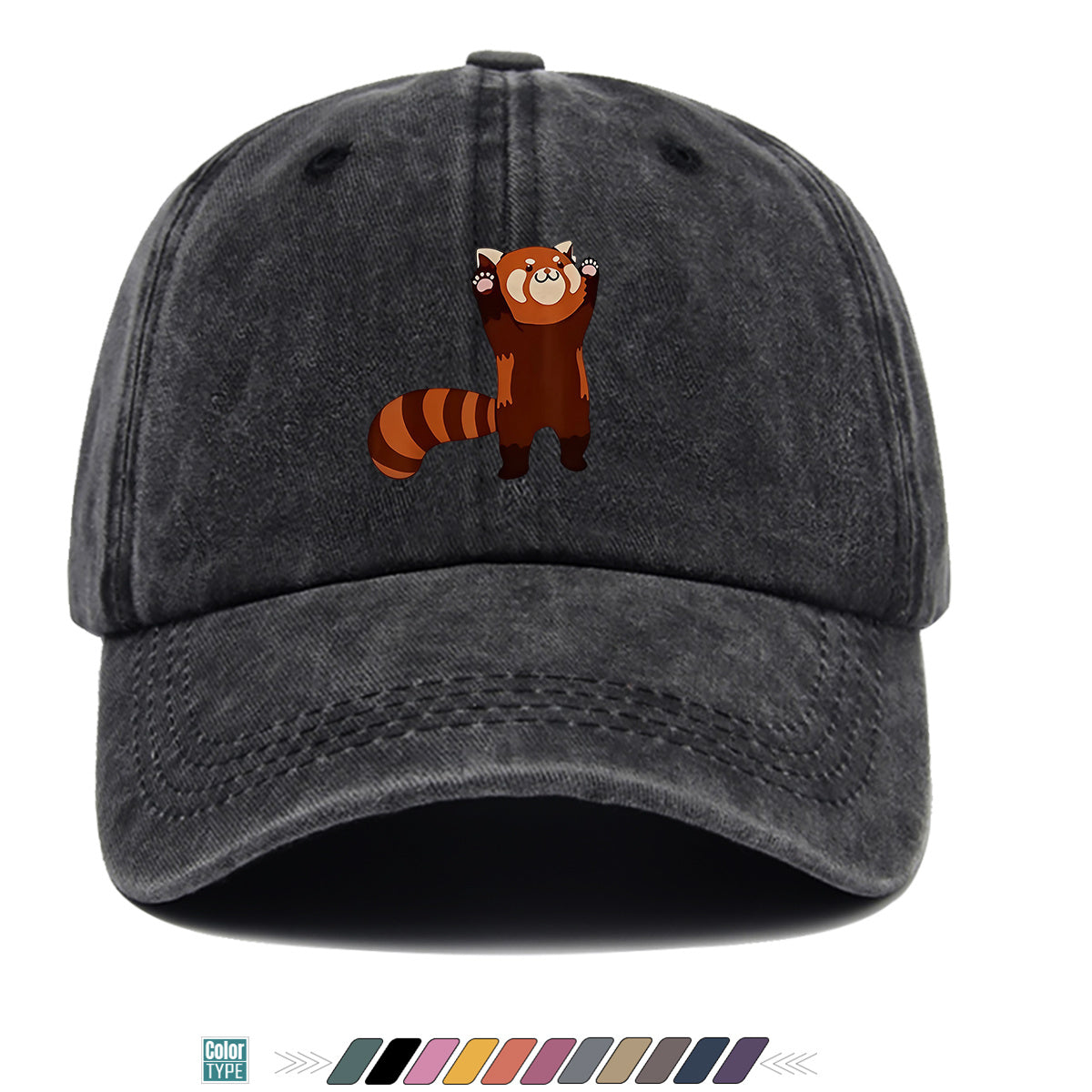 1pc Cartoon Red Panda Printed Baseball Cap, Cute Animal Pattern Sun Hat, Adorable Age-Reducing Fashion Hat, Unisex Adjustable Duckbill Cap, Couple Outing Hat, Casual Leisure Hat, Outdoor Play Sun Hat, Picnic Photography Hat, Bestie Matching Hat