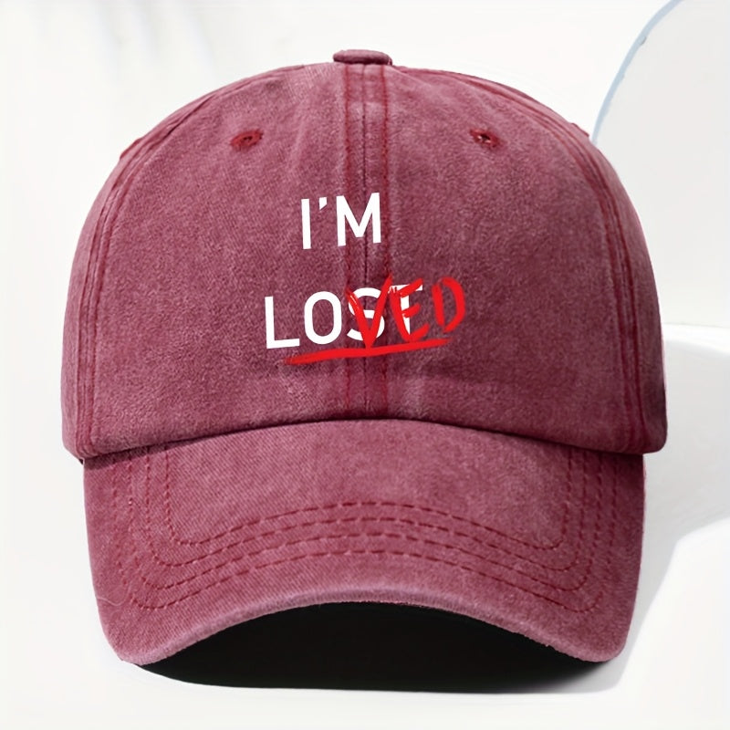 Unisex IM LOVED Letter Print Washed Vintage Baseball Cap Fashion Men Women Sun Hat Adjustable Size Trucker Cap Suitable for All Seasons Daily Wear