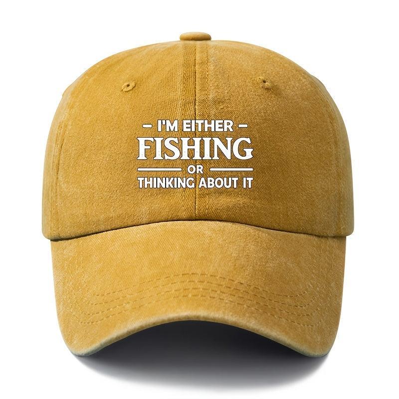 A Unisex Fashionable and Versatile Printed FISHING Baseball Cap, Featuring a Classic Vintage Washed Outdoor Lightweight Curved-brim Design. Suitable for Casual Occasions Such as Outdoor Vacations, Travel, and Camping. Also Works as a Hip-hop Hat
