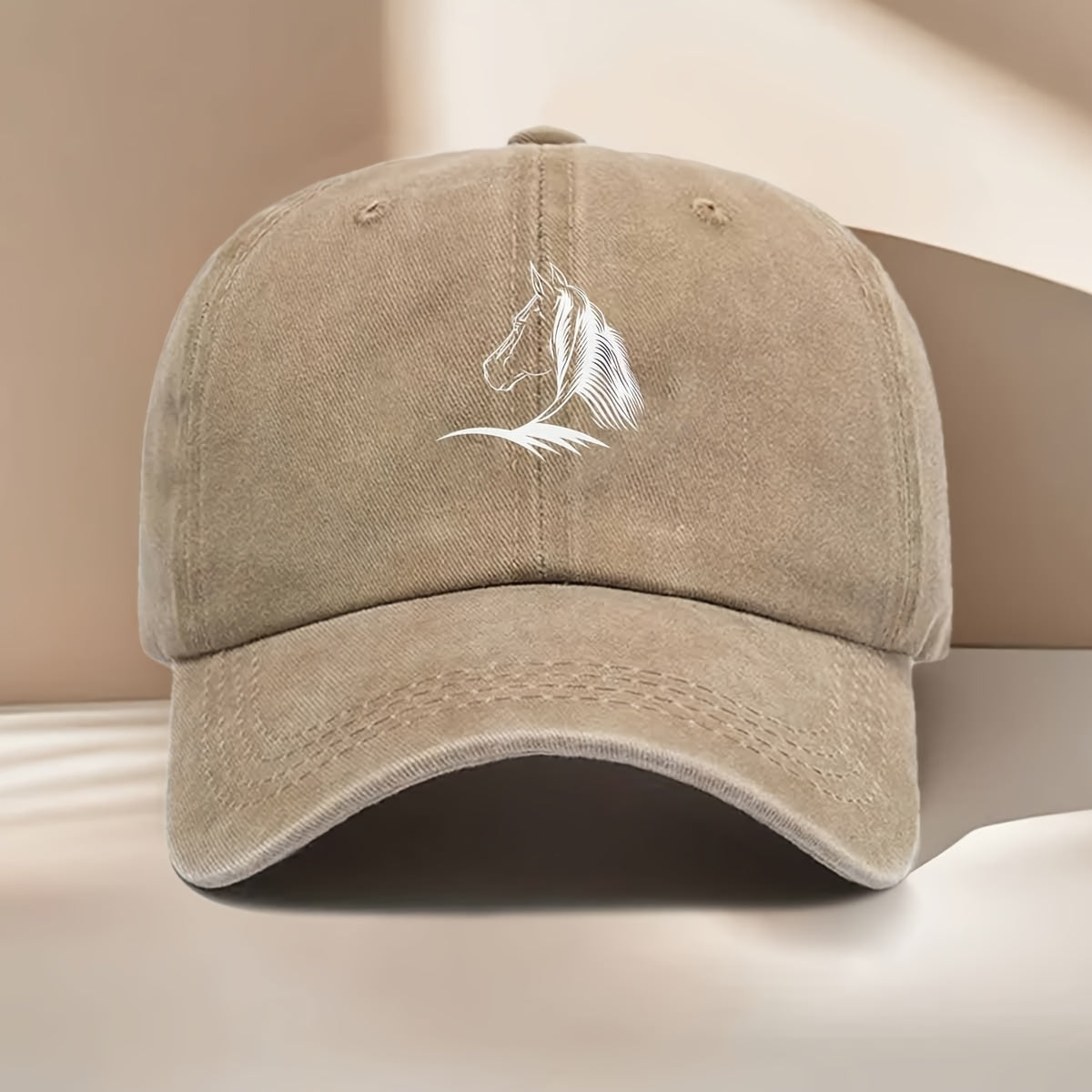 White Horse Line Drawing Print Baseball Cap, Fashionable, Easy, Lightweight, Durable, Unisex, Suitable for All Seasons, Hip-Hop Cap, Suitable for Vacation Travel, Playing And Checking In, Daily Outings, Outdoor Sports And Other Occasions