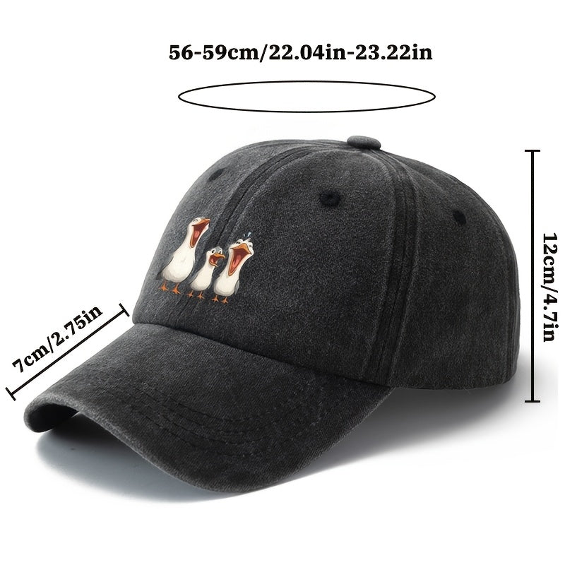 Unisex Fashionable And Versatile Printed Cartoon White Stork Baseball Cap, Classic Vintage Washed Outdoor Lightweight Curved-Brim Hat, Trucker Baseball Cap, Suitable for Outdoor Vacations, Travel, Camping, And Other Casual Occasions, Holiday Party