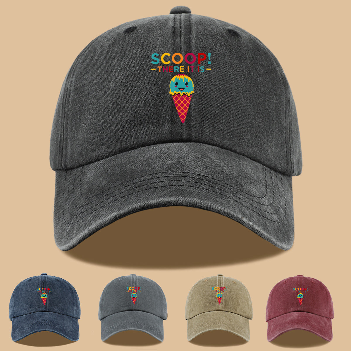 1pc 1pcs Fun Ice Cream Print Baseball Cap with Scoop! There It Is! - Adjustable Unisex Breathable Sun Hat Suitable for &, Summer Outdoor Parties, Picnic, Travel, Casual Wear - Cute, Amusement Parks
