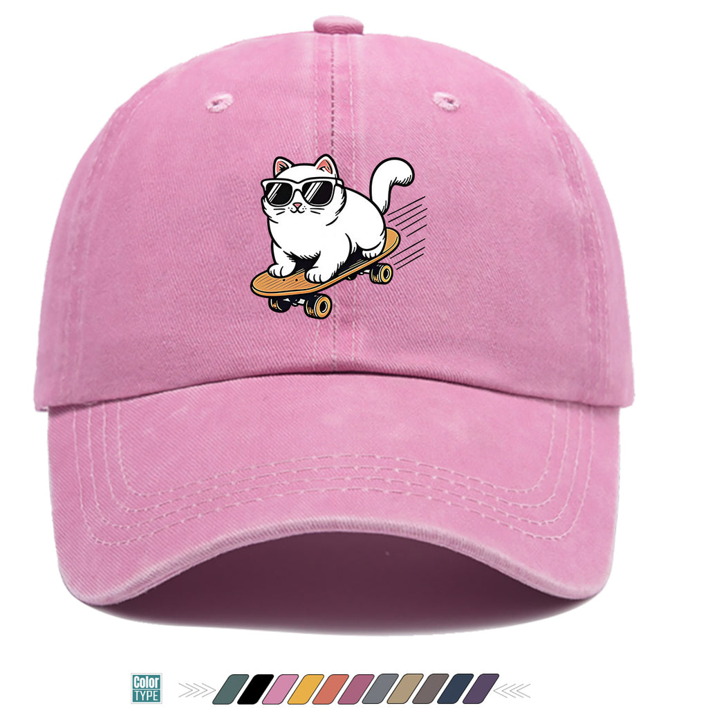 1pc 1pcs White Cat with Fashion Glasses Trucker Hat - Adjustable Unisex Cap Suitable for Skateboarding, Streetwear, Music Festivals, Summer Sun, Breathable Visor, Trendy Gift for &, Birthday Present for Skateboarders