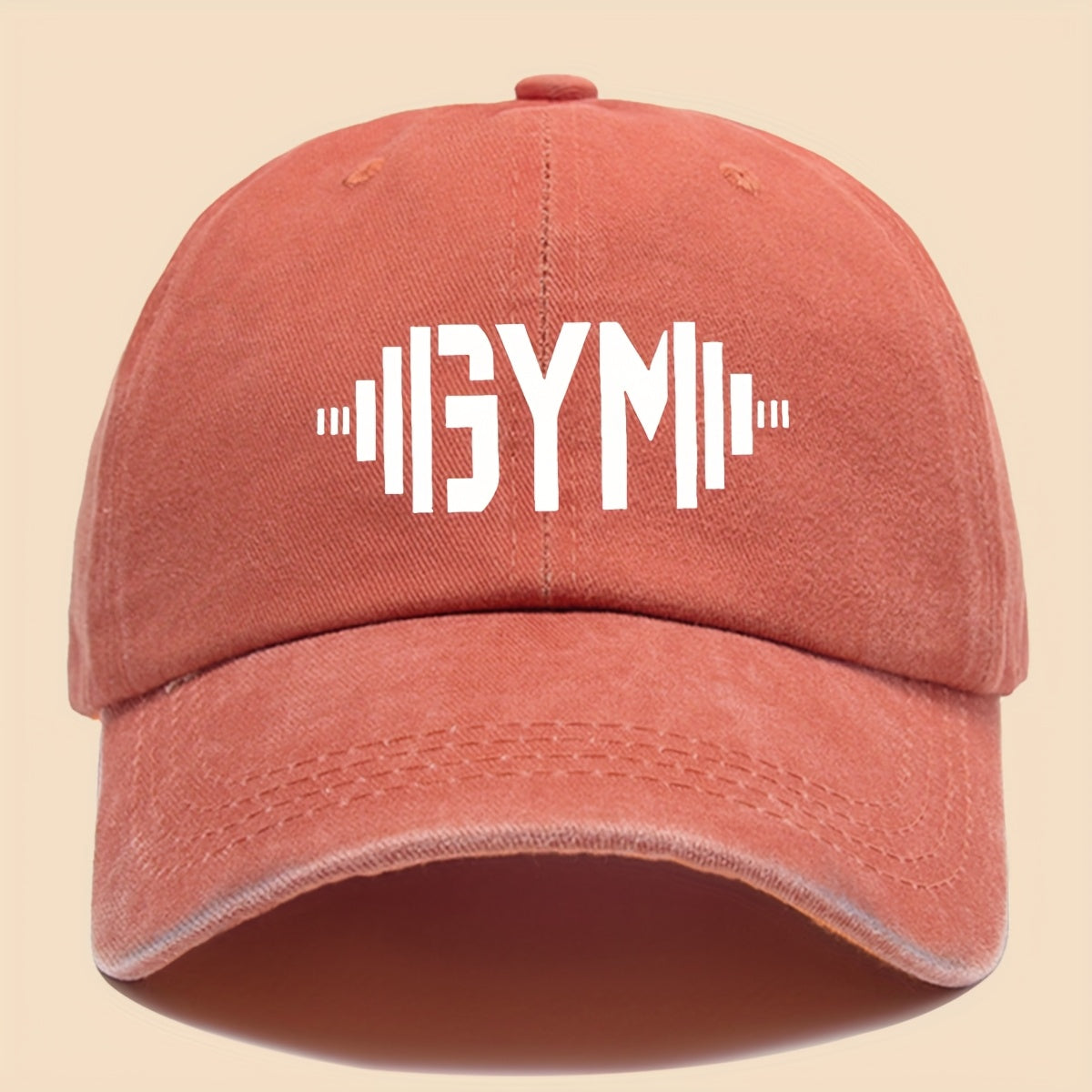1 GymFlex Pro Breathable Baseball Cap with GYM Print and Dumbbell Design - Washed Fitness Cap, Suitable for Men, Women, and Teens - Ideal Accessory for Gym, Outdoor Activities, Camping, Cycling, and Skateboarding - Vibrant Lifestyle Hat