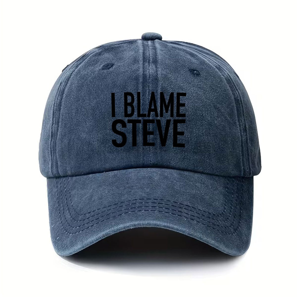 Vintage Washed Baseball Cap, Stylish Printed Pattern, Comfortable And Versatile Everyday Sun Hat, Unisex, Adjustable Fit, Printed with "I Blame Steve", a Must-Have Outdoor Sports Cap for Trendsetters