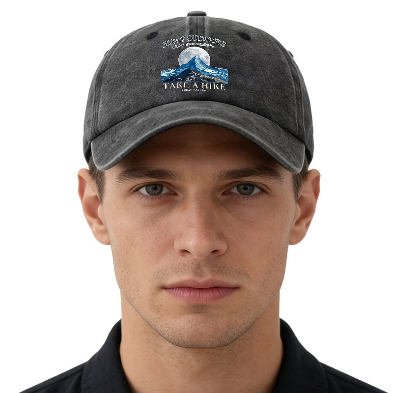 A Unisex Fashion All-Match Printed White Blue Sea Baseball Cap, Classic Retro Washed Outdoor Lightweight Curved Brim Hat, Trucker Baseball Cap, Suitable for Outdoor Vacation Travel Camping And Other Leisure Occasions, Holiday Party Hip-Hop Hat