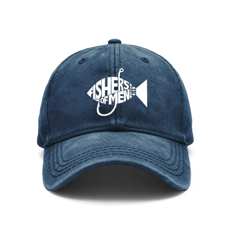 1pc Retro Style Unisex Baseball Caps, Fishers of Men, Christian Faith Design, Adjustable, Ideal for Outdoor Activities And Casual Use, Gifts for Both Men And Women, Friends. Featuring Fishing Hook, Matthew 4:19 Verse