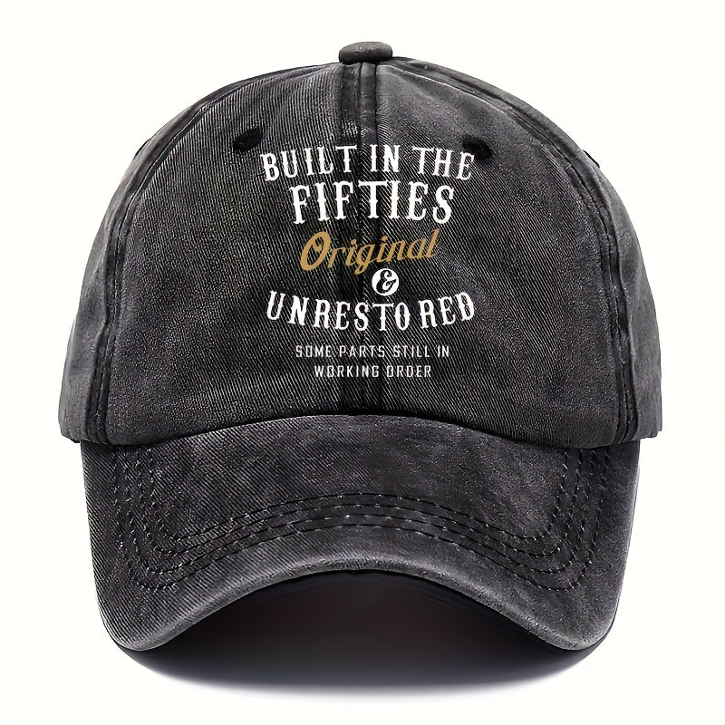 A Vintage-Style Printed Distressed Dad Hat, a Unisex Baseball Cap, a Moisture-Wicking Baseball Cap