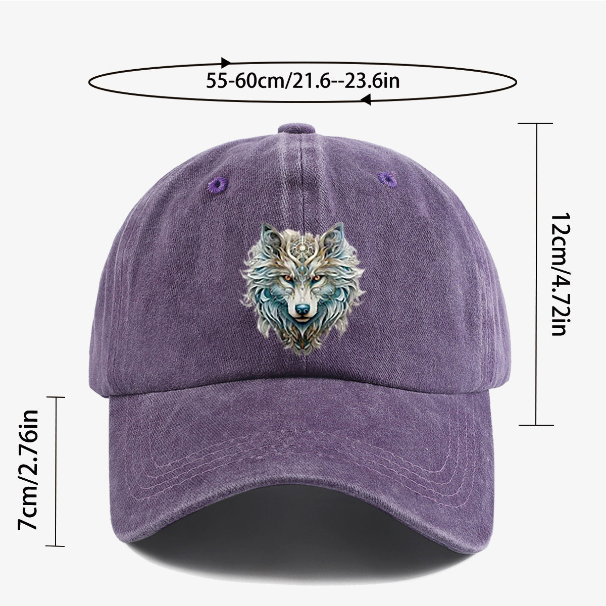 1pc Wolf Head Art Print Baseball Cap, Personalized Animal Pattern Design, Unisex Duckbill Hat, Wearing Makes You Look Slimmer And Smaller Face, Adjustable Size, Fashion Street Style, Daily Casual Versatile, Outdoor Activities, Shopping, Parties
