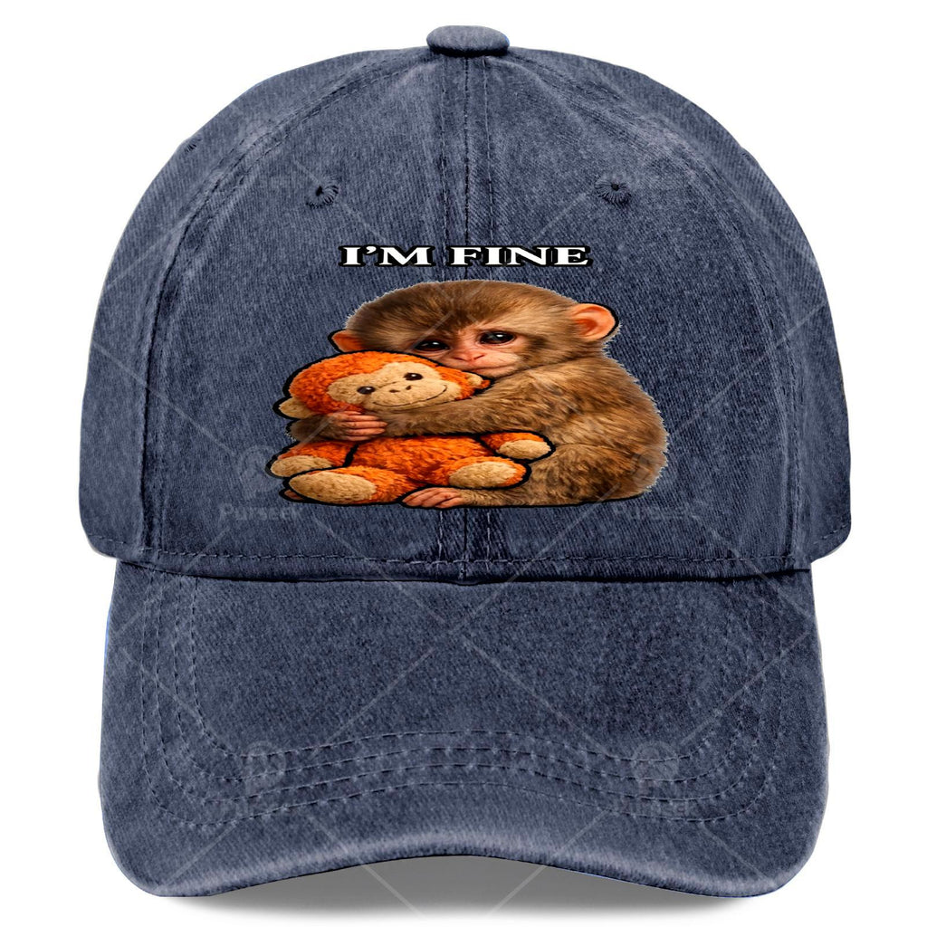 Punchs Monkey Retro Baseball Suitable for & - Lightweight Full-Body Punchs Monkey Print Hat, Round with Iconic Monkey, Hand Washable for Christmas, Events, Casual Wear - Unisex & Fashion Accessory