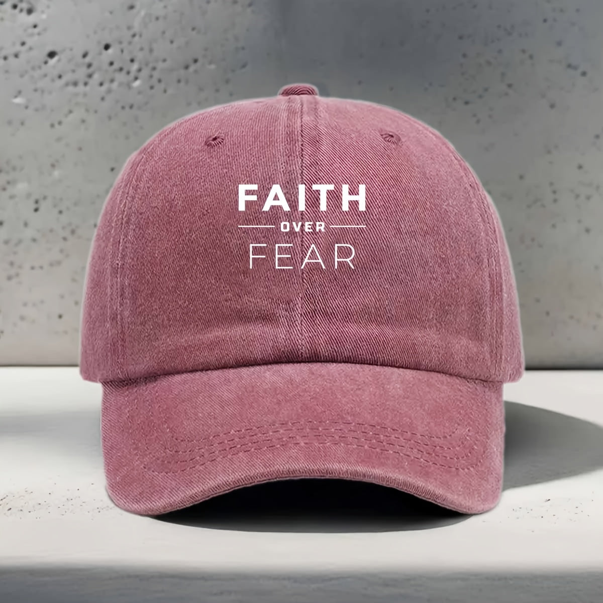 Women'S Baseball Cap with English Print FAITH OVER FEAR Inspirational Slogan, Casual Fashion Individual All-Match Street Trendy Unisex Duckbill Hat, Daily Commuting Outdoor Sports Fitness Yoga