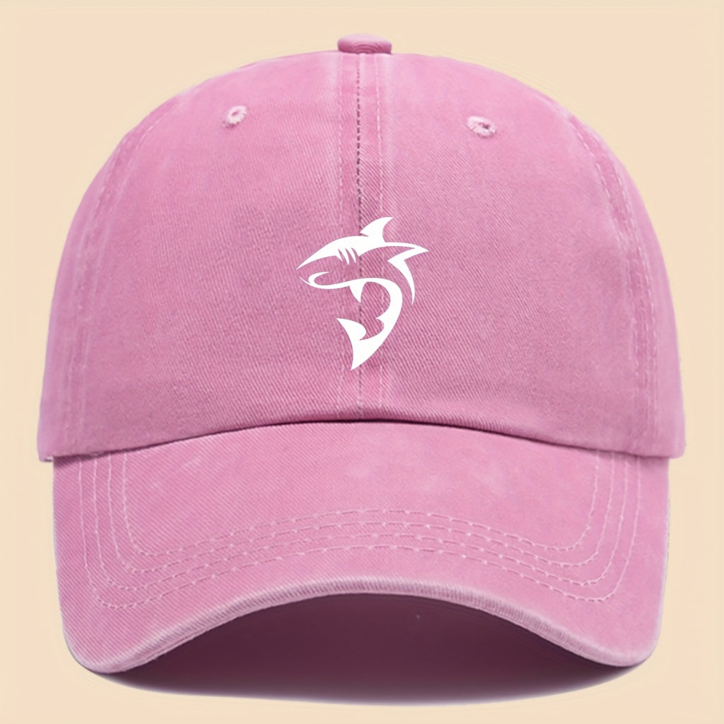 1 Unisex Ocean Theme Baseball Cap with White Shark Graphic Print - Breathable Adjustable Dad Hat for Skateboarding, Hiking, Fishing | Fashion Couple Outdoor Additions, Perfect Gift for Birthdays, Christmas, Halloween, Thanksgiving (Black)