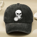 Men' & Women' Vintage Skull Pocket Watch Cap - Retro Pull-String Baseball Hat with Pocket Watch Design, Machine Washable, Suitable for Streetwear, Casual Wear, Themed Parties - Novelty Gift for