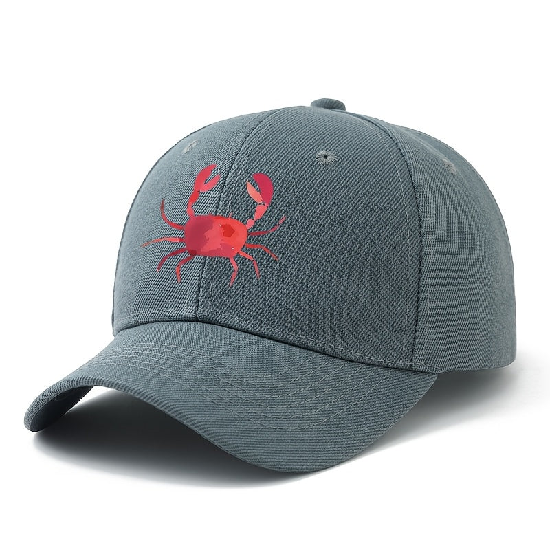 Unisex, Fashionable And Versatile Baseball Cap with Crab Print, Classic Lightweight Outdoor Cap, Suitable for Outdoor Vacations, Travel, Camping, And Other Leisure Occasions. It'S Also a Great Choice for Everyday Wear As a Casual Cap