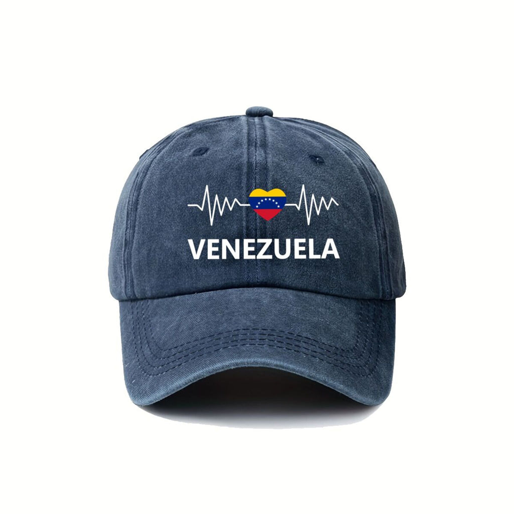 Vintage Unisex Hard Top Printed with Venezuelan Flag Design I 2026 New Vintage Duckbill Cap Washed Baseball Cap Men's Printed Outdoor Fashion Hat Unisex