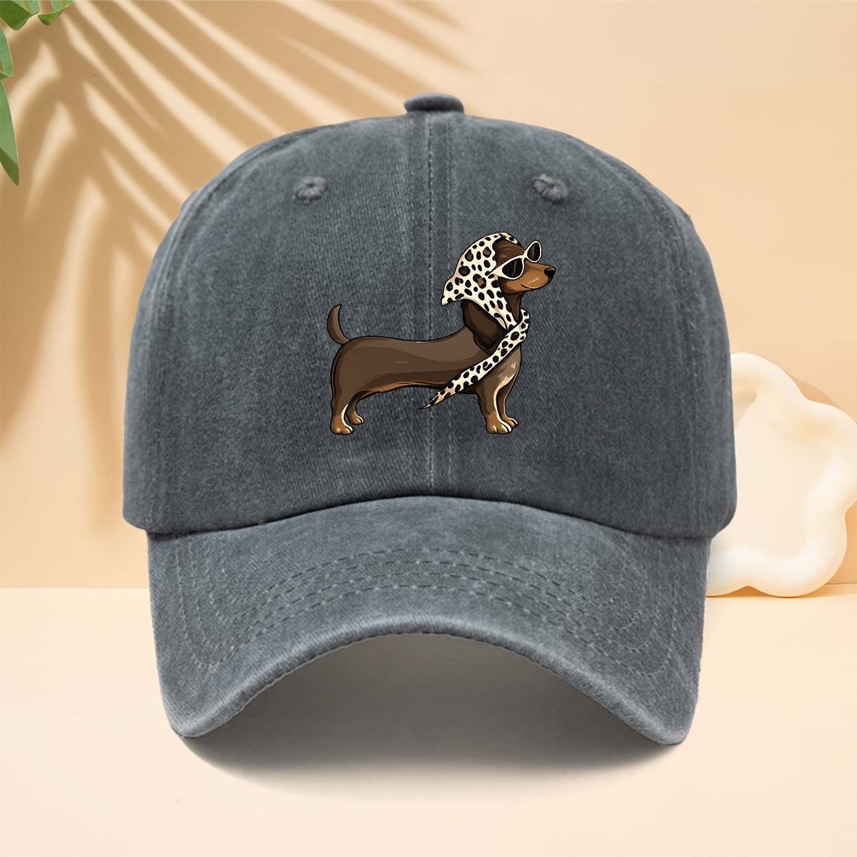 Trendy Cool Sausage Dog Theme Washed Distressed Baseball Cap Trucker Cap Unisex All-Match Fashion Casual Hat All-Season Universal Street Hip-Hop Hat Adjustable Size Soft Top Hat Curved Brim Design Non-Discriminatory Face Shape Suitable for Daily