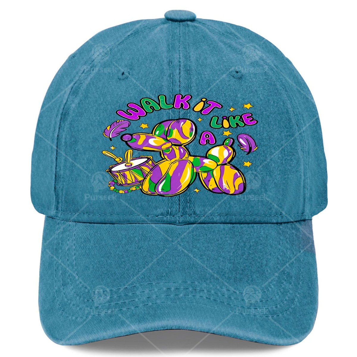 Womens Walk It Like a Dog Mardi Gras Louisiana Brushstroke Dog Baseball Hat