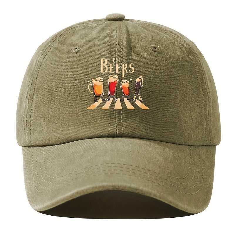 Men'S Fishing Hat Curved Brim Baseball Cap Fashion Printed Casual Soft Top Adjustable Vintage Washed Hip-Hop Fisherman Hat