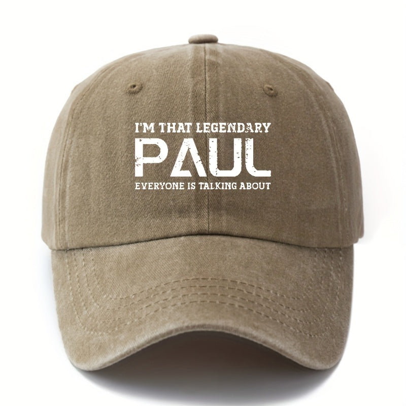 LEGENDARY PAUL" Baseball Cap - Men's Classic  Washed Hat, Outdoor Fishing Trucker Cap