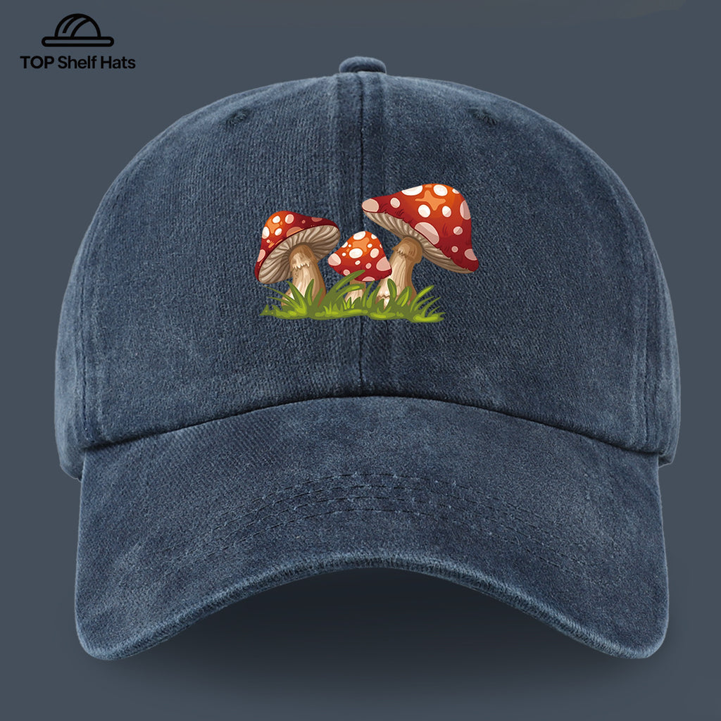 1pc Fun Cartoon Mushroom Print Baseball Cap | Lightweight, Comfortable, Breathable, Adjustable Fit, Ideal for Valentine'S Day Gift, Suitable for Beach Holidays, Casual Wear, Outdoor Activities, Fishing, And More