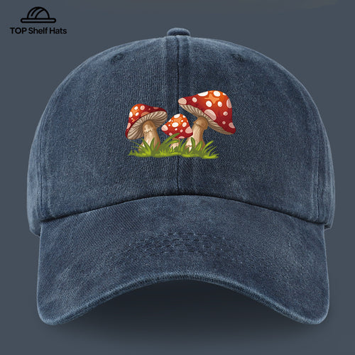 1pc Fun Cartoon Mushroom Print Baseball Cap | Lightweight, Comfortable, Breathable, Adjustable Fit, Ideal for Valentine'S Day Gift, Suitable for Beach Holidays, Casual Wear, Outdoor Activities, Fishing, And More