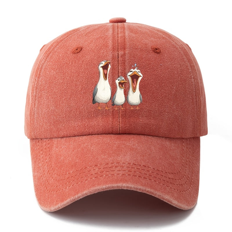 Unisex Fashionable And Versatile Printed Cartoon White Stork Baseball Cap, Classic Vintage Washed Outdoor Lightweight Curved-Brim Hat, Trucker Baseball Cap, Suitable for Outdoor Vacations, Travel, Camping, And Other Casual Occasions, Holiday Party
