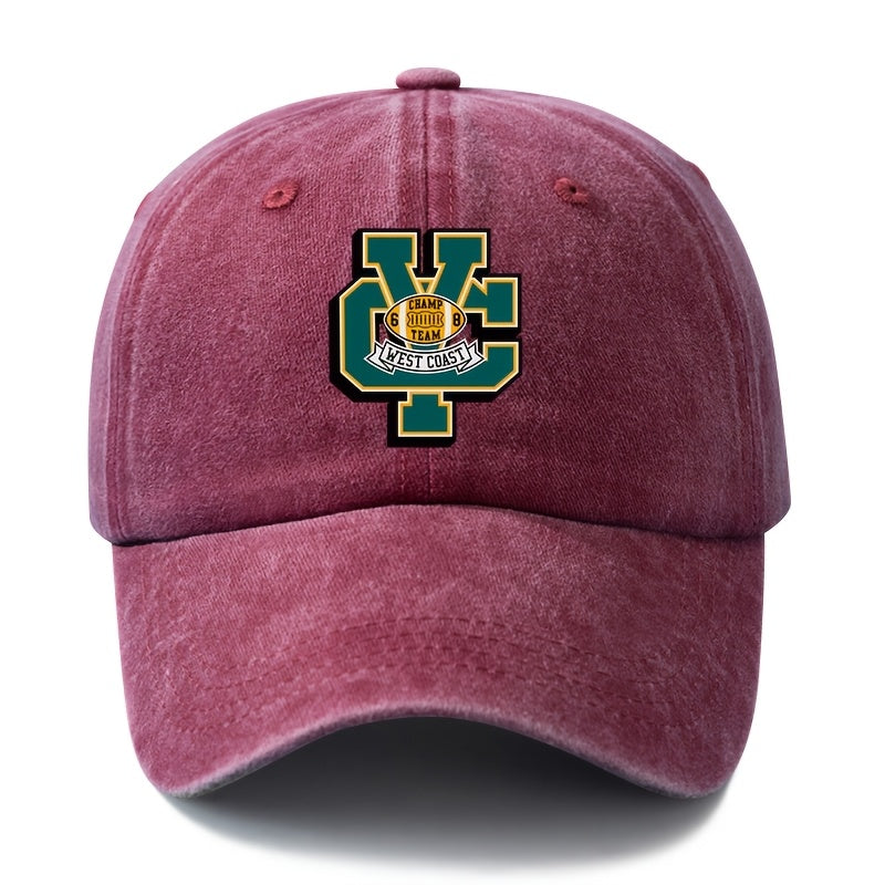 Unisex Fashion Versatile Printed CY WEST COAST Baseball Cap, Classic Retro Washed Outdoor Lightweight Curved Brim Hat, Trucker Hat, Suitable for Outdoor Vacation Travel Camping And Other Casual Occasions, Holiday Party Hip-Hop Hat