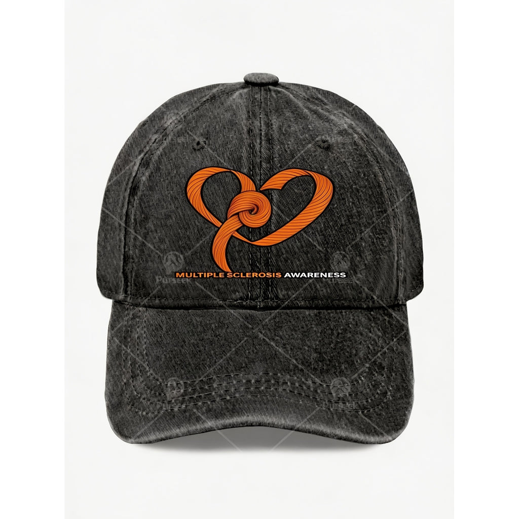 Multiple Sclerosis Awareness Heart Ribbon Hat for Men Women Vintage Cap Casual Streetwear Anniversary Gift