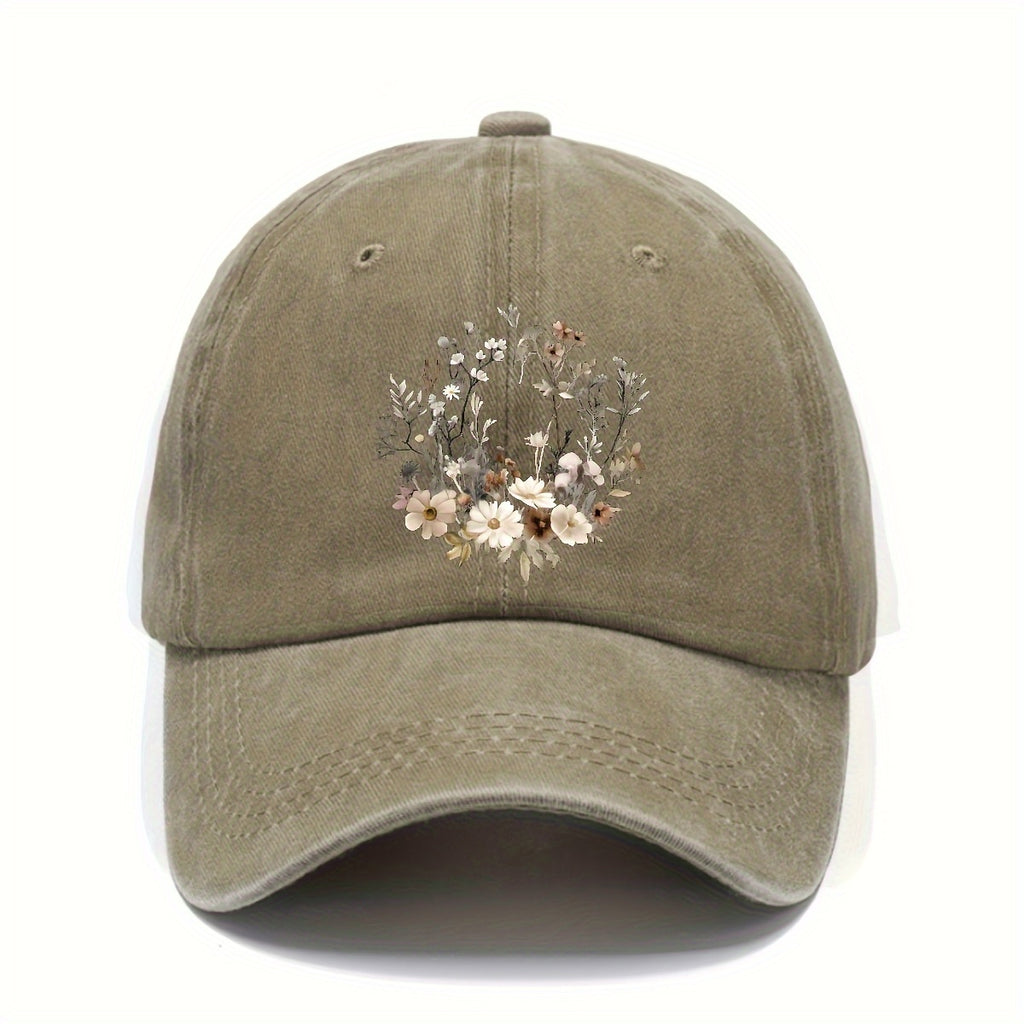 Adjustable Snapback Baseball Cap - Breathable Lightweight, Embossed Floral Design, Machine Washable for Casual & Formal Occasions