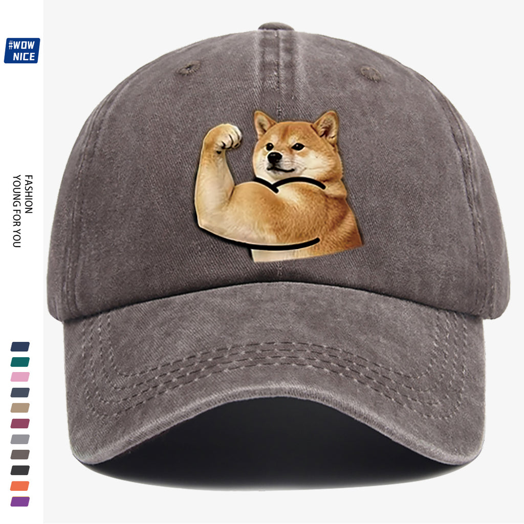 1pc Shiba Inu Muscle Arm Fun Print Baseball Cap Unisex Same Style Slimming Fashion Adjustable Size Street Trend Hat Daily Casual Hat Outdoor Hiking Hat Travel Outing Hat Party Styling Hat Versatile Duckbill Hat Festival Birthday Gift Ideal Choice Fo