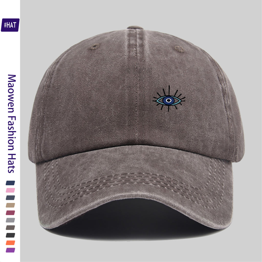 1pc Vintage Washed Distressed Trucker Dad Hat - Adjustable Snapback Baseball Cap with Fun Eye Print, Lightweight Breathable Suitable for Outdoor Fishing Hunting Driving, Unisex Gift for Men & Women, Machine Washable for and -the-