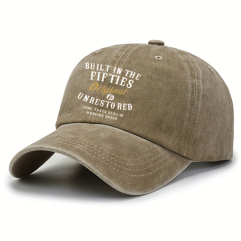 A Vintage-Style Printed Distressed Dad Hat, a Unisex Baseball Cap, a Moisture-Wicking Baseball Cap