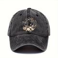 Adjustable Snapback Baseball Cap - Breathable Lightweight, Embossed Floral Design, Machine Washable for Casual & Formal Occasions
