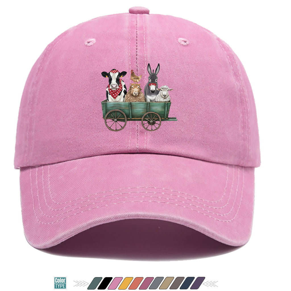 1pc Farm Animal Fun Cartoon Print Baseball Cap, Comfortable Breathable Sun Hat, Fashionable Cute Aesthetic Unisex Cap, Adjustable Size, Travel Hat, Pastoral Style Casual Hat, Suitable for Outdoor Picking, Farm Tour, Picnic, Dog Walking