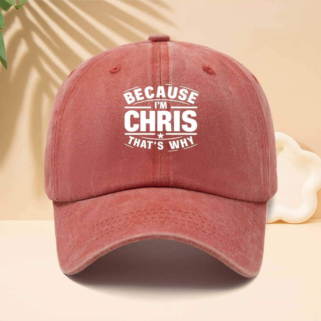 Men' & Women' "BECAUSE I'M CHRIS" Graphic Trucker Hat - Adjustable Snapback Cap with Print, Soft Top Design, Curved Brim Suitable for Casual Wear, Hip-Hop Style, Parties, Durable for All- Outdoor and Everyday Use