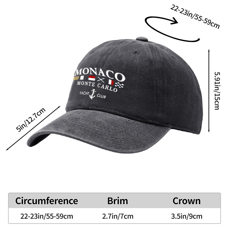 1pc New Baseball Cap, Monaco Monte Carlo Yacht Club Printed Design, Unisex Adjustable Size, Suitable for Outdoor Activities And Casual Wear, for Adults And Travel Enthusiasts
