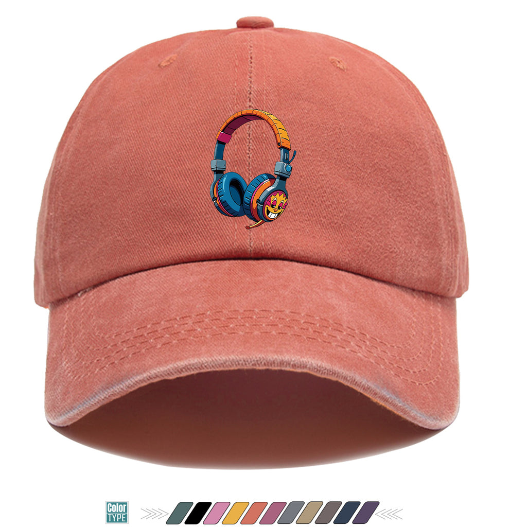 1pc Cartoon Fun Earphone Print Baseball Cap, Fashion Trendy Hip-Hop Hat, Unisex Adjustable Duckbill Cap, Comfortable Breathable Sun Hat, Street Style Essential for Music Festivals, Street Dance, Skateboarding, Casual Outings, Outfit, Parties