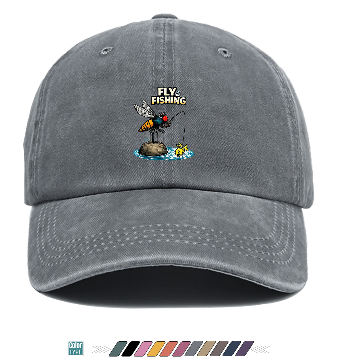 1pc Fun Insect Fishing Print Baseball Cap, Trendy Cartoon Pattern, Comfortable and Breathable Sun Hat, Stylish and  Unisex Design, Adjustable Size, Casual Streetwear Hat, Outdoor Fishing Hat, Travel and Vacation Hat, Versatile for Daily Outings