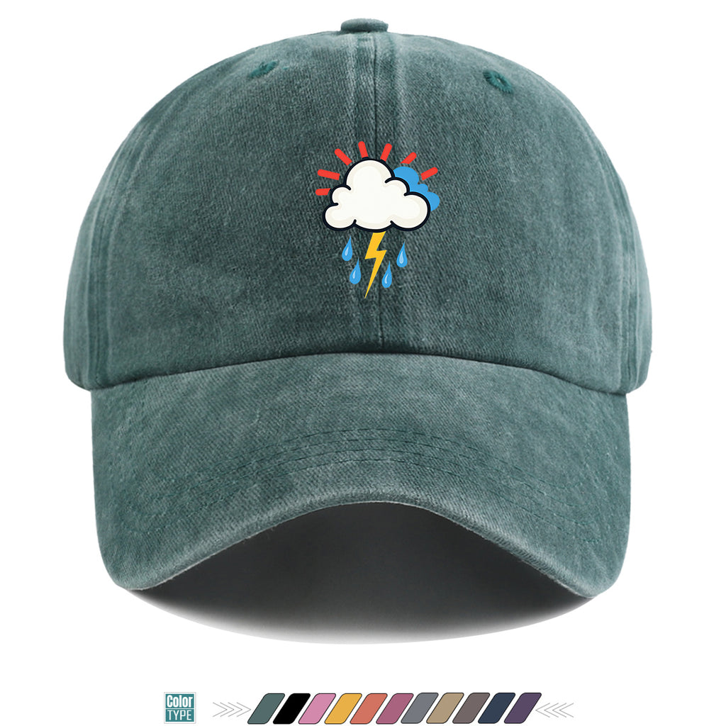 1pc 1pcs Unisex Adjustable Baseball Cap with Cloud Lightning Raindrop Print, Outdoor Sports Hat, Suitable for Daily Wear, Camping, Music Festivals, Cycling, Travel -  Gift for Men & Women, Birthday Present