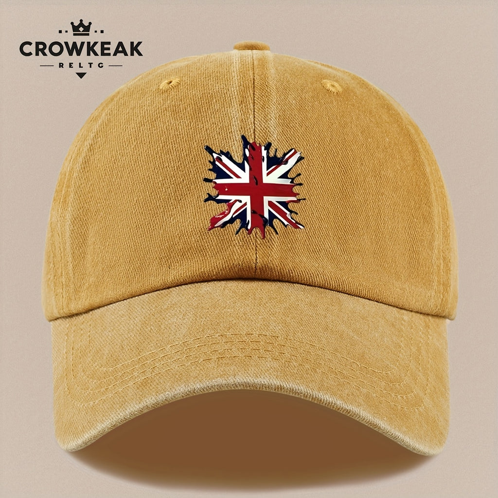 A Lightweight And Breathable Baseball Cap Featuring a "Union Jack" Pattern, Suitable for Both Men And Women. This Vintage-Style Dad Hat Is Adjustable And Perfect for Outdoor Activities Like Truck Driving, Graduation, Beach Outings, Sports, Hiking