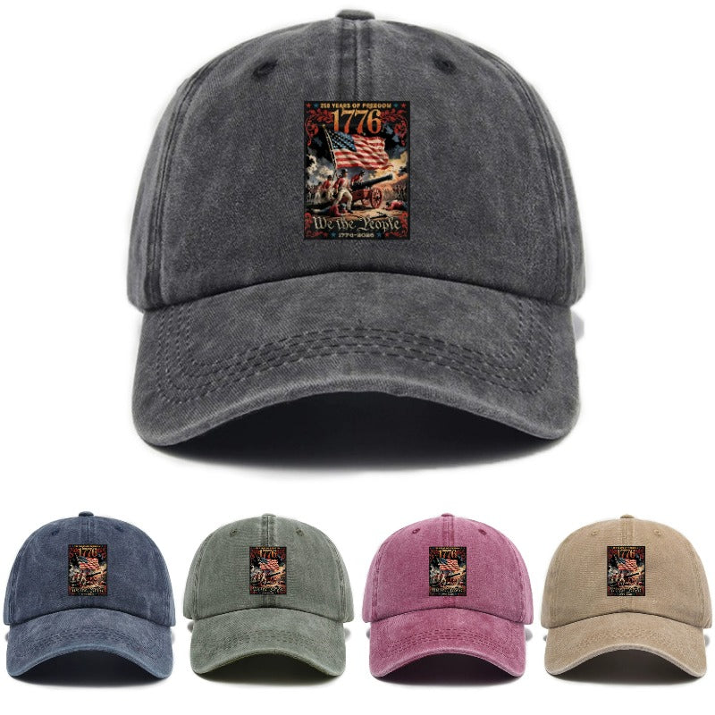 1776 American Elements Print Baseball Cap | Fashionable, Unisex, Casual Outdoor, Adjustable Buckle Closure, Hand Washable